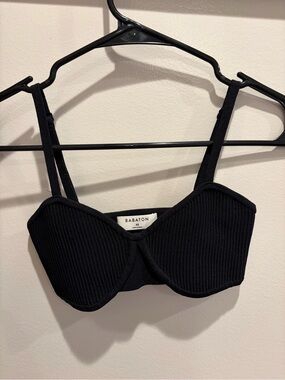 Babaton Black Ribbed Bralette with Adjustable Straps